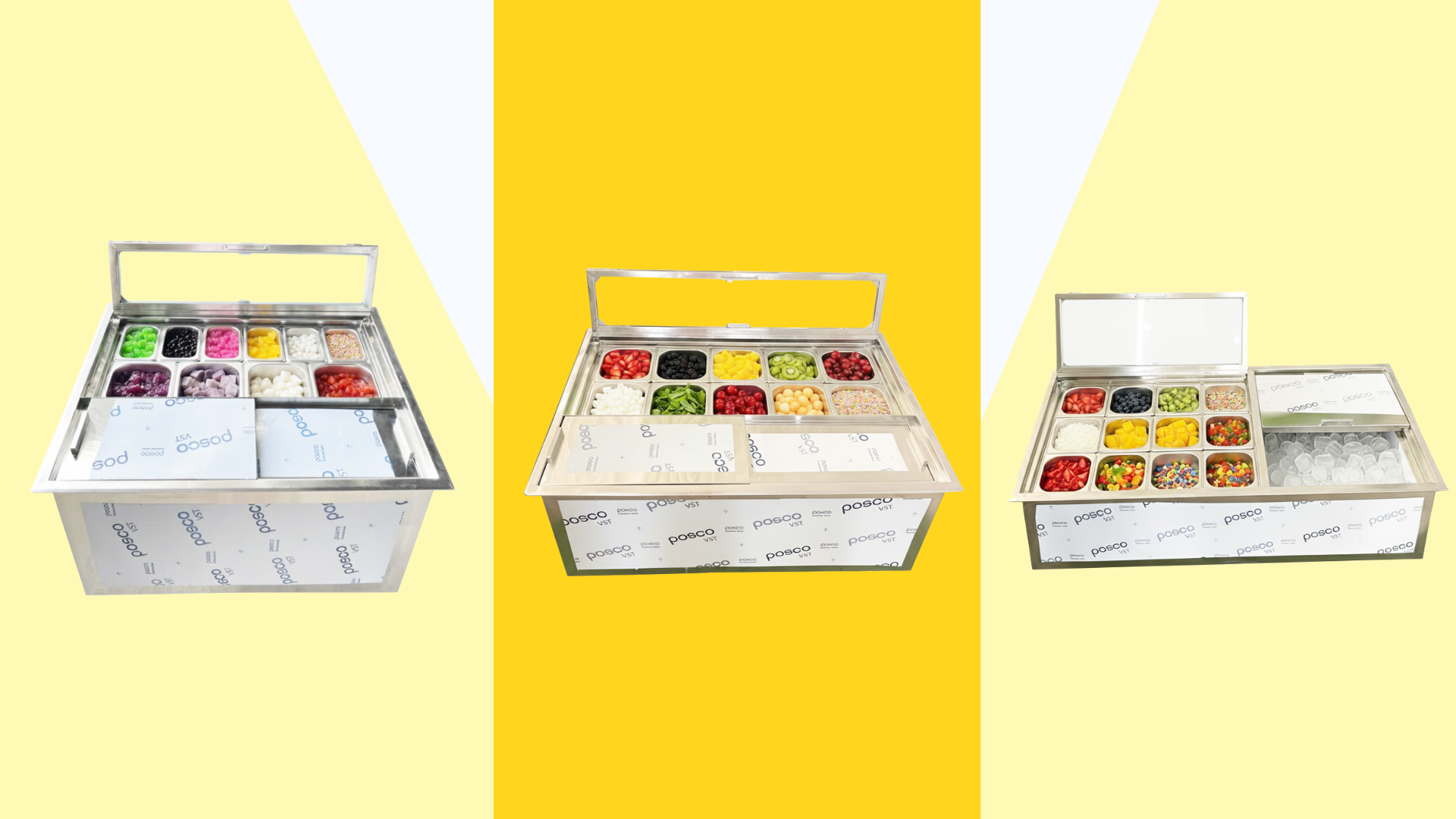 thùng đá inox kèm khay topping