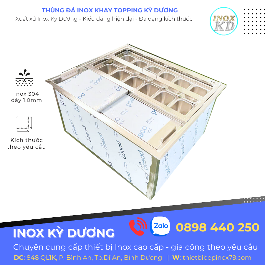 thùng đá inox đặt bàn
