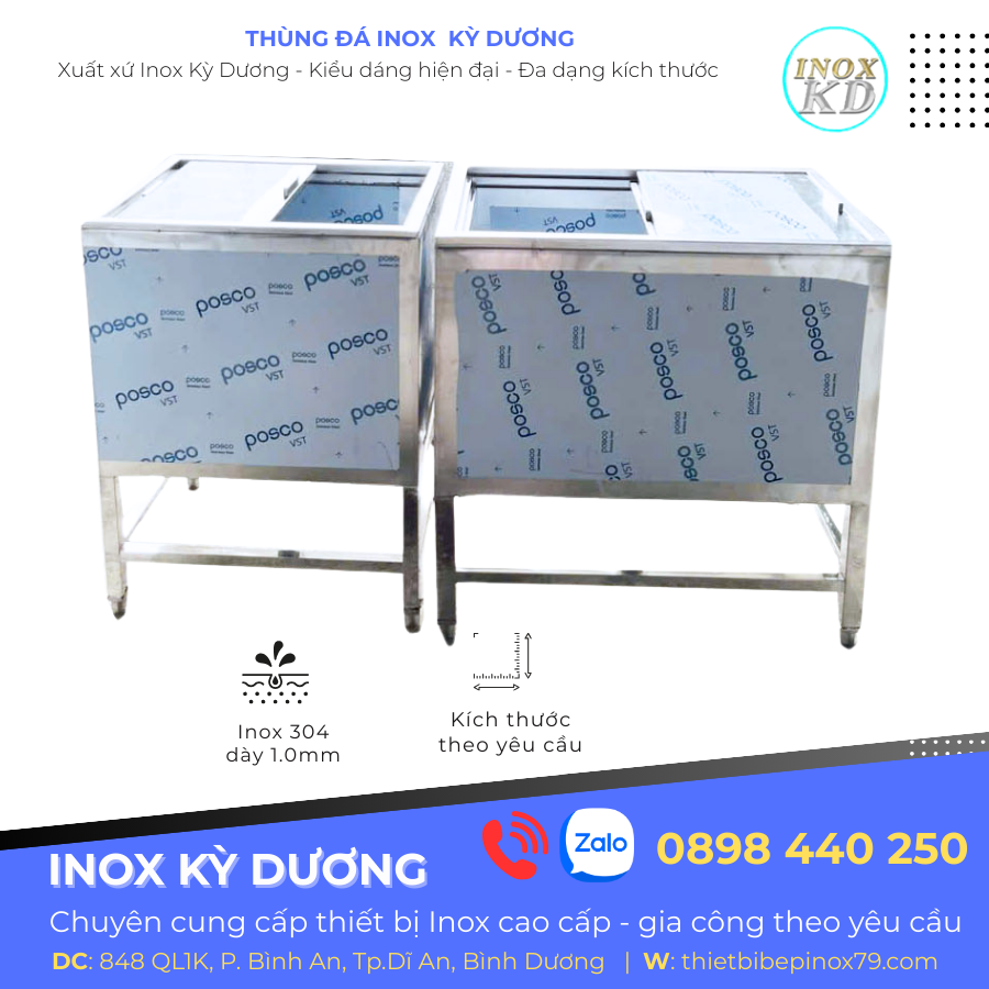 thùng đá inox có chân