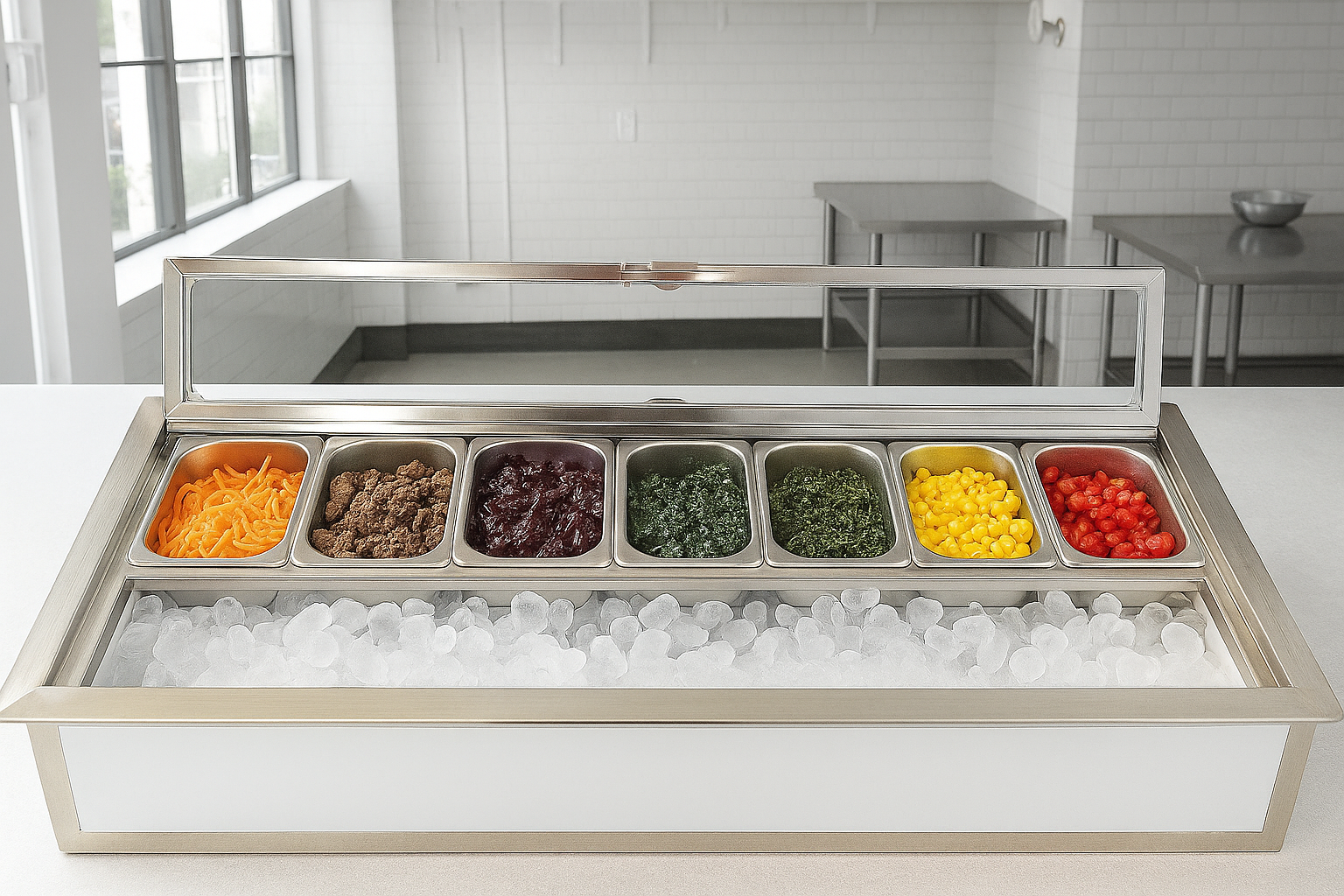 thùng đá inox 6 khay topping