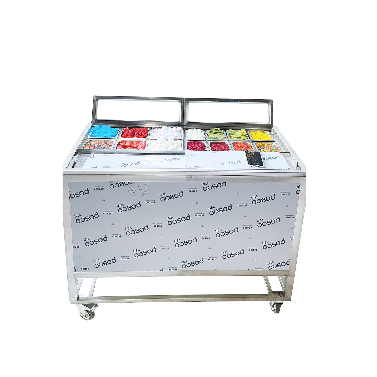 thùng đá inox kèm khay topping T01