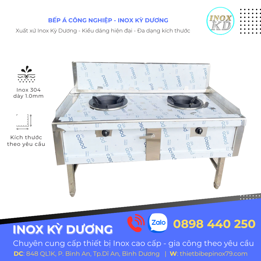 bếp á 2 họng inox
