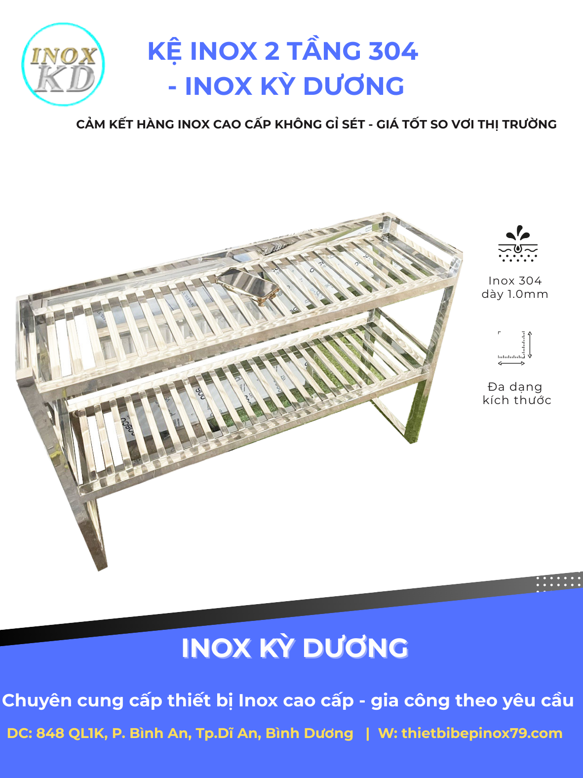 kệ inox 2 tầng
