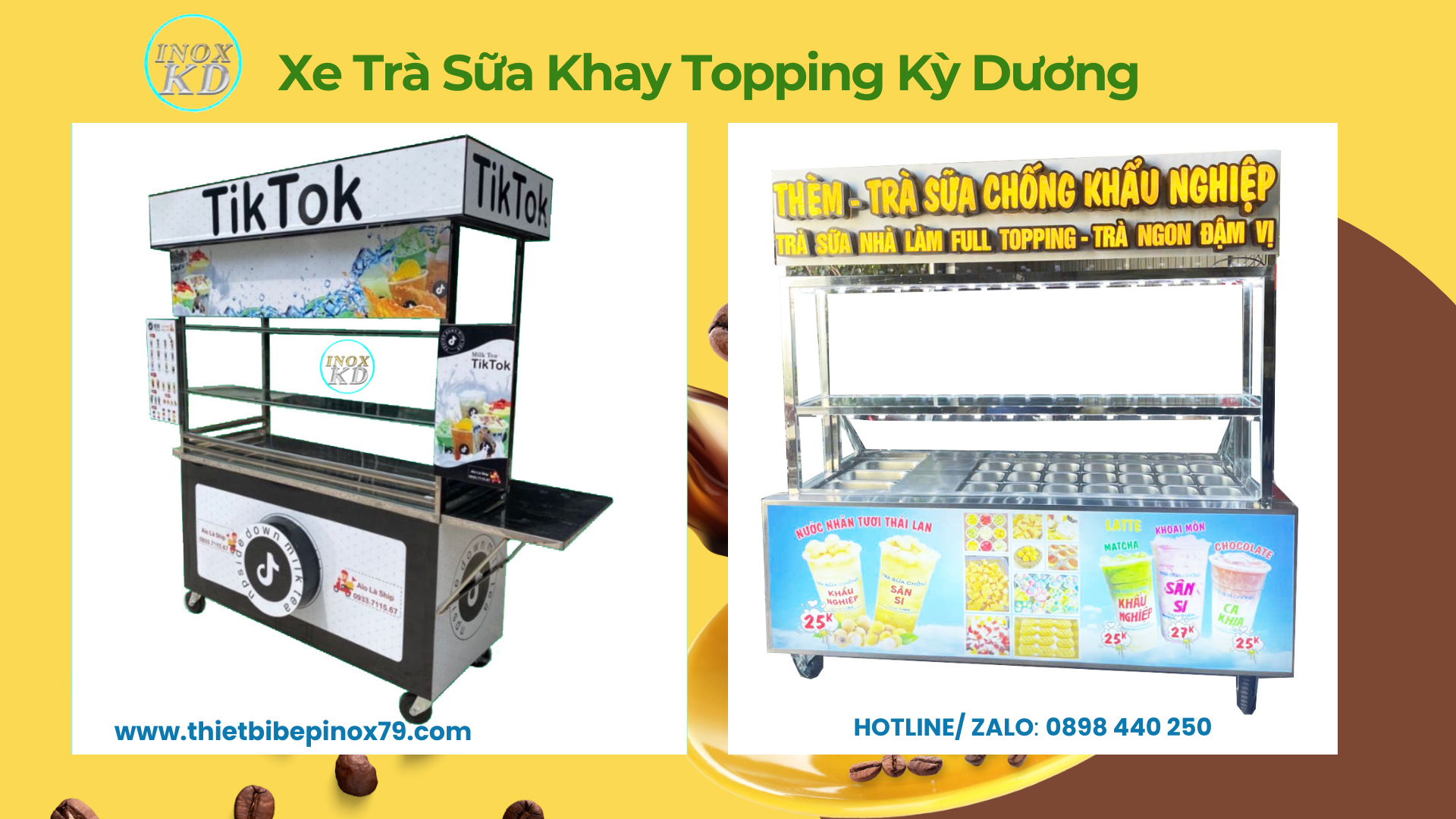 xe trà sữa có khay topping