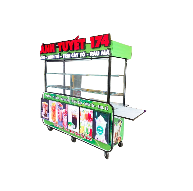 xe trà sữa khay topping