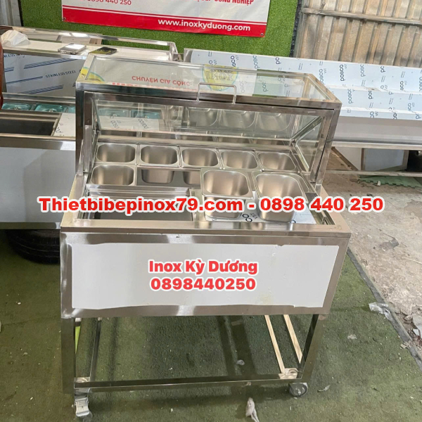 THÙNG ĐÁ INOX 304 TÍCH HỢP KHAY TOPPING PHÙ HỢP CHO CÁC MÔ HÌNH ĐỒ UỐNG VỪA VÀ NHỎ