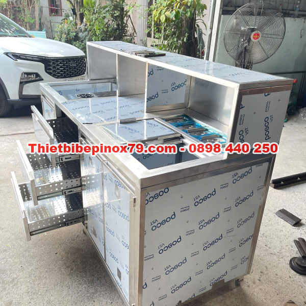 QUẦY PHA CHẾ INOX 304 ĐA NĂNG DẦY ĐỦ TIỆN ÍCH CHO QUÁN TRÀ SỮA, CÀ PHÊ