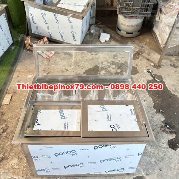 THÙNG ĐÁ INOX 5 KHAY TOPPING GIỮ NHIỆT ĐỈNH CAO, KHÔNG NGẠI THỜI TIẾT NẮNG NÓNG