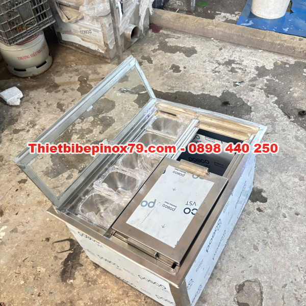 THÙNG ĐÁ INOX 5 KHAY TOPPING GIỮ NHIỆT ĐỈNH CAO, KHÔNG NGẠI THỜI TIẾT NẮNG NÓNG
