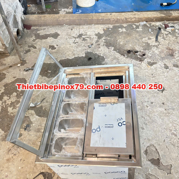 THÙNG ĐÁ INOX 5 KHAY TOPPING GIỮ NHIỆT ĐỈNH CAO, KHÔNG NGẠI THỜI TIẾT NẮNG NÓNG