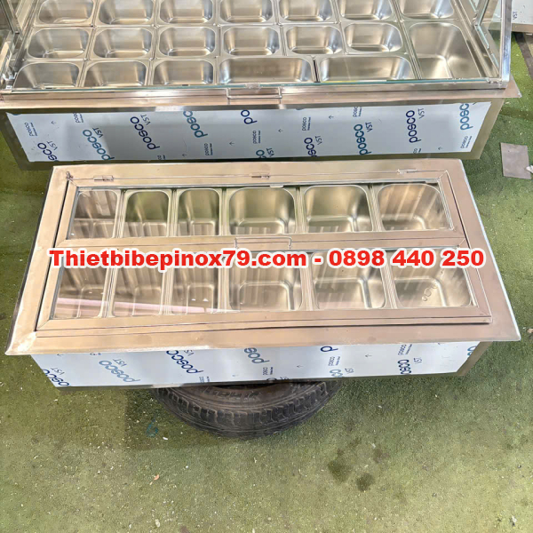 THÙNG ĐÁ ÂM QUẦY INOX 304 KHAY TOPPING TRƯNG BÀY THU HÚT, PHA CHẾ TIỆN LỢI, NHANH CHÓNG 