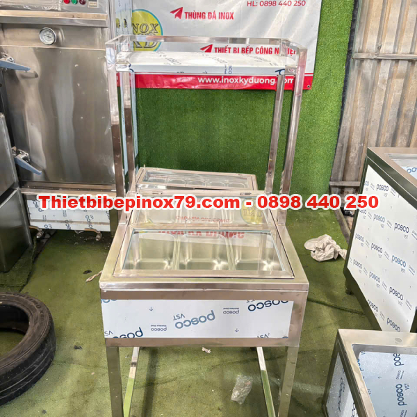 THÙNG ĐÁ INOX 304 CÓ CHÂN VÀ KỆ TRÊN TIỆN LỢI, GIA CÔNG TẠI XƯỞNG, GIÁ CẢ CẠNH TRANH