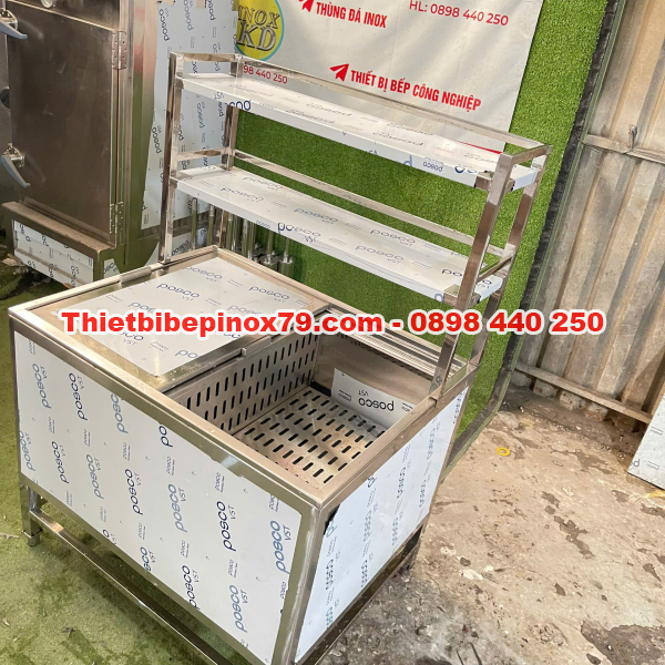 THÙNG ĐÁ INOX KÍCH THƯỚC LỚN CÓ CHÂN, KỆ TRÊN GIÚP PHA CHẾ CHUYÊN NGHIỆP
