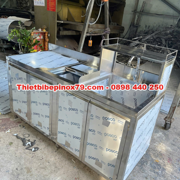 QUẦY PHA CHẾ INOX 304 ĐA NĂNG TÍCH HỢP ĐẦY ĐỦ CÔNG NĂNG THIẾT KẾ CHUYÊN NGHIỆP 