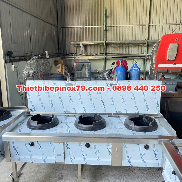 BẾP Á 3 HỌNG CÔNG NGHIỆP INOX 304 – HIỆU SUẤT CAO, TIẾT KIỆM NHIÊN LIỆU CHO NHÀ HÀNG, QUÁN ĂN