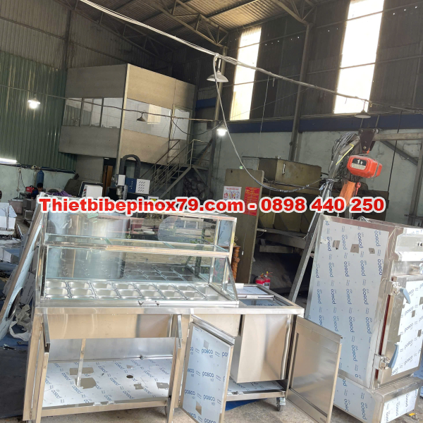 XE TRÀ SỮA INOX 23 KHAY TOPPING KẾT HỢP THÙNG ĐÁ GIÚP PHA CHẾ CHUYÊN NGHIỆP, TIỆN LỢI