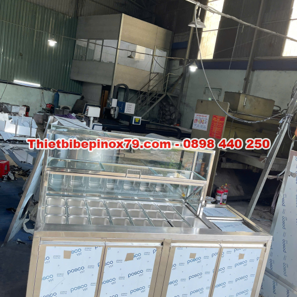 XE TRÀ SỮA INOX 23 KHAY TOPPING KẾT HỢP THÙNG ĐÁ GIÚP PHA CHẾ CHUYÊN NGHIỆP, TIỆN LỢI