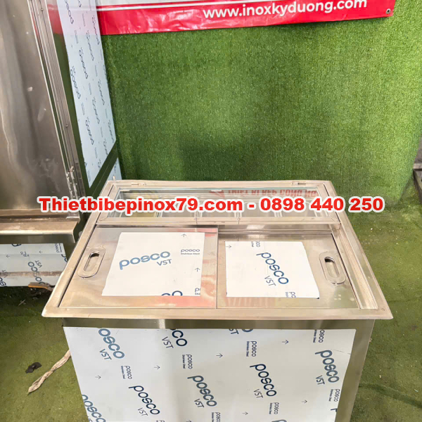 THÙNG ĐÁ INOX 304 5 KHAY TOPPING 1/9 – THIẾT KẾ GỌN GÀNG, BẢO QUẢN ĐÁ TIỆN LỢI, TỐI ƯU