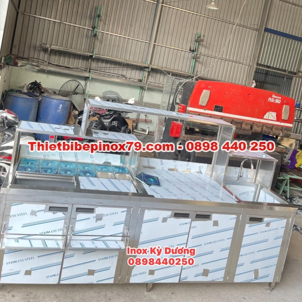 Quầy pha chế trà sữa inox 304 rẻ đẹp sản xuất tại xưởng