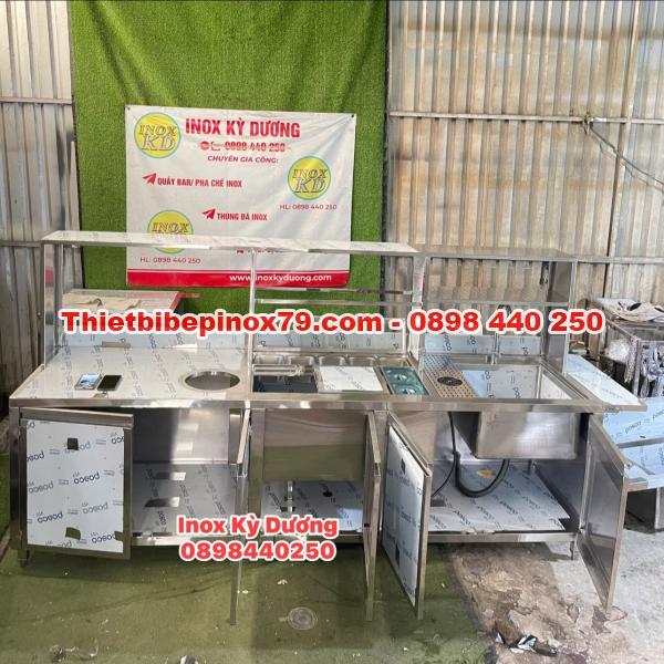 QUẦY PHA CHẾ INOX 304 TÍCH HỢP ĐA CÔNG NĂNG, THIẾT KẾ HIỆN ĐẠI, PHÙ HỢP CHO MỌI MÔ HÌNH ĐỒ UỐNG