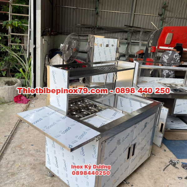 QUẦY PHA CHẾ NHỎ GỌN ĐA NĂNG TÍCH HỢP THÙNG ĐÁ VÀ CHẬU RỬA CHO QUÁN CÀ PHÊ, TRÀ SỮA