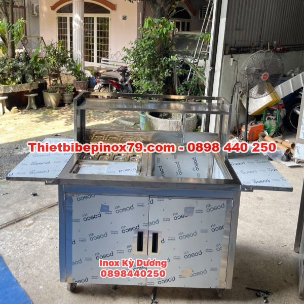 QUẦY PHA CHẾ NHỎ GỌN ĐA NĂNG TÍCH HỢP THÙNG ĐÁ VÀ CHẬU RỬA CHO QUÁN CÀ PHÊ, TRÀ SỮA