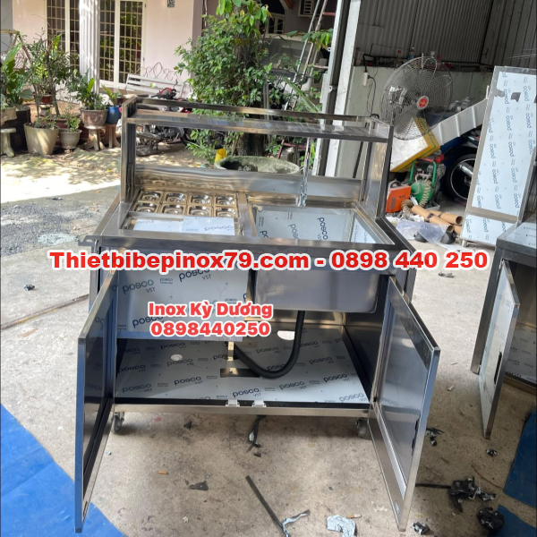 QUẦY PHA CHẾ NHỎ GỌN ĐA NĂNG TÍCH HỢP THÙNG ĐÁ VÀ CHẬU RỬA CHO QUÁN CÀ PHÊ, TRÀ SỮA