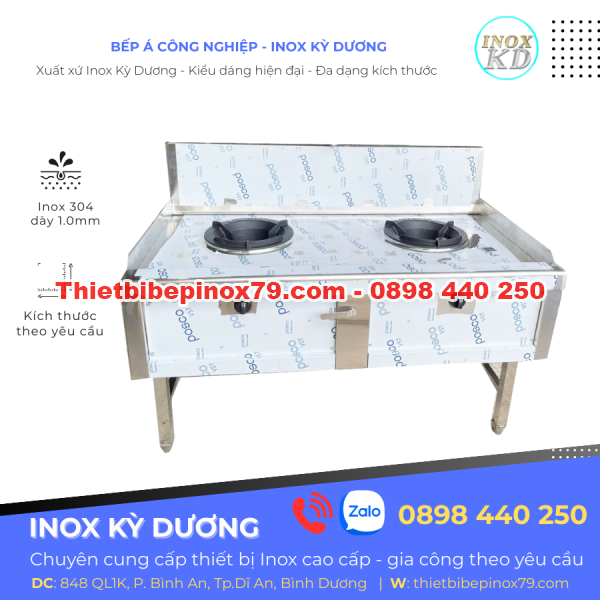 BẾP Á HAI HỌNG KIỀNG TÔ INOX 304