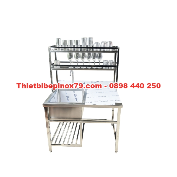 Chậu Rửa Inox 304 Có Chân Kèm Kệ C02
