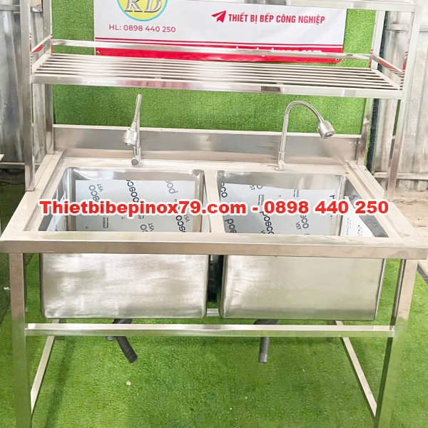 CHẬU RỬA CÔNG NGHIỆP HAI HỌC DÙNG TRONG NHÀ BẾP