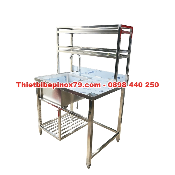 Chậu Rửa Inox 304 Có Chân Kèm Kệ C02