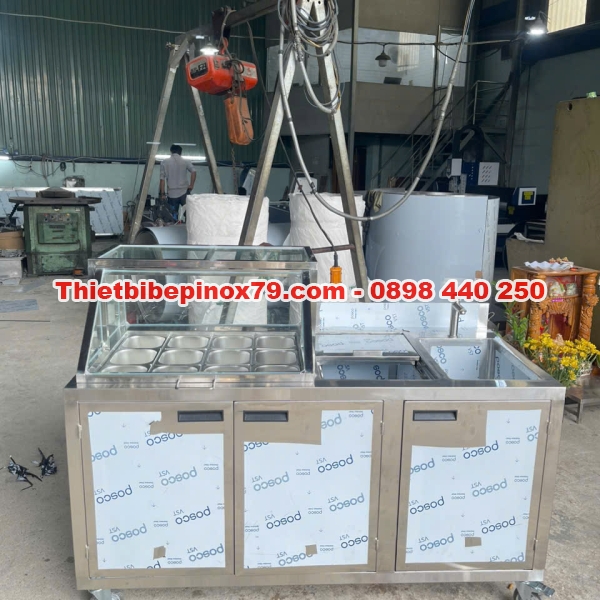 QUẦY PHA CHẾ TRÀ SỮA INOX ĐẦY ĐỦ CHỨC NĂNG