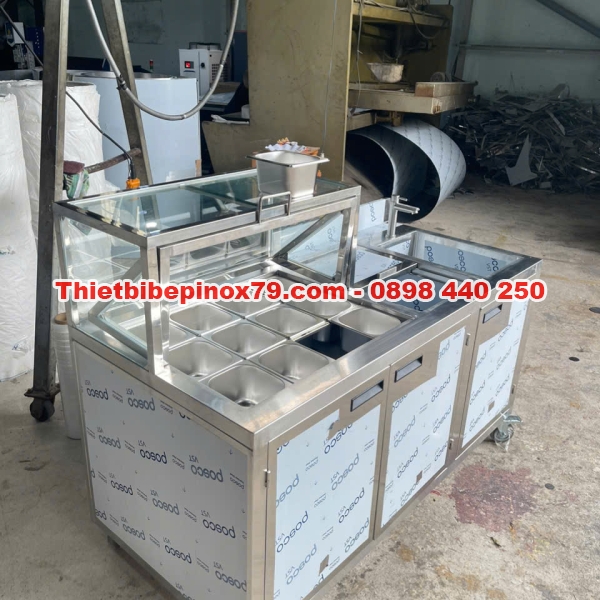 QUẦY PHA CHẾ TRÀ SỮA INOX ĐẦY ĐỦ CHỨC NĂNG