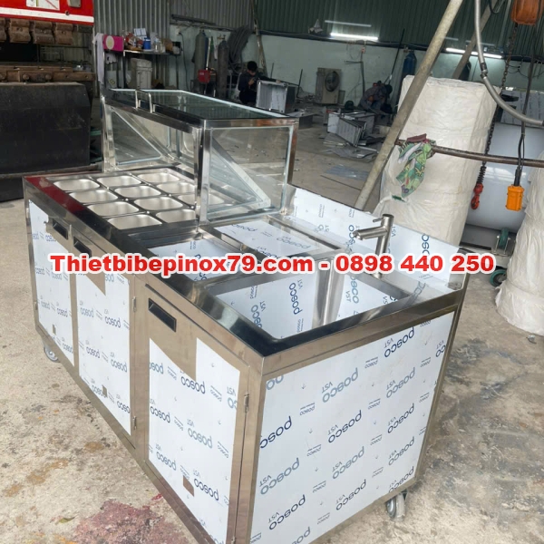 QUẦY PHA CHẾ TRÀ SỮA INOX ĐẦY ĐỦ CHỨC NĂNG