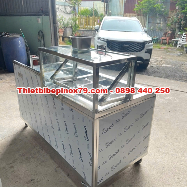 QUẦY PHA CHẾ TRÀ SỮA INOX ĐẦY ĐỦ CHỨC NĂNG