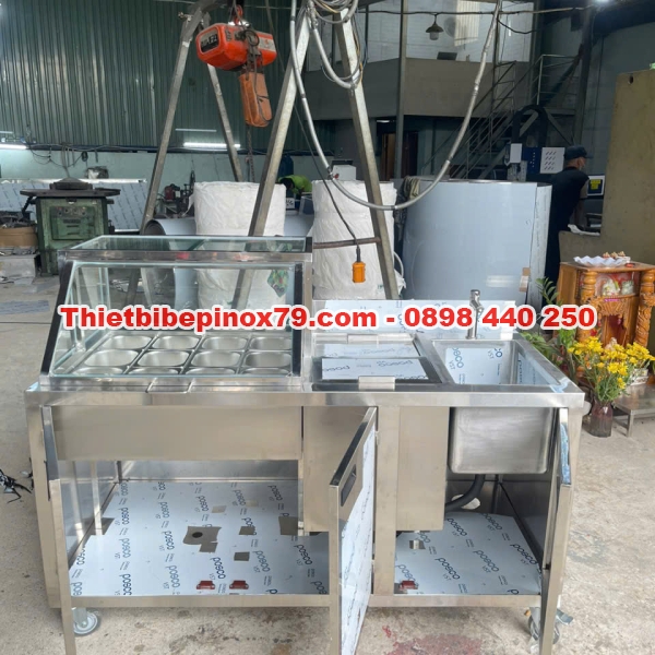 QUẦY PHA CHẾ TRÀ SỮA INOX ĐẦY ĐỦ CHỨC NĂNG