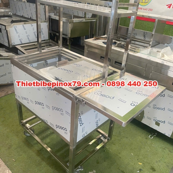 THÙNG ĐÁ INOX CÓ KỆ TRÊN 1 TẦNG