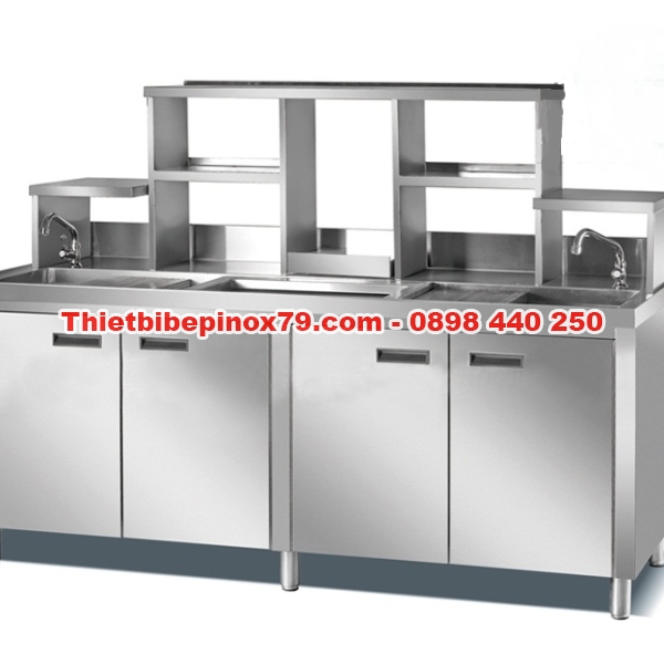QUẦY PHA CHẾ TRÀ SỮA CÓ THÙNG ĐÁ KHAY TOPPING