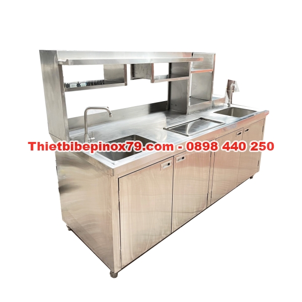 QUẦY PHA CHẾ TRÀ SỮA CÓ THÙNG ĐÁ KHAY TOPPING