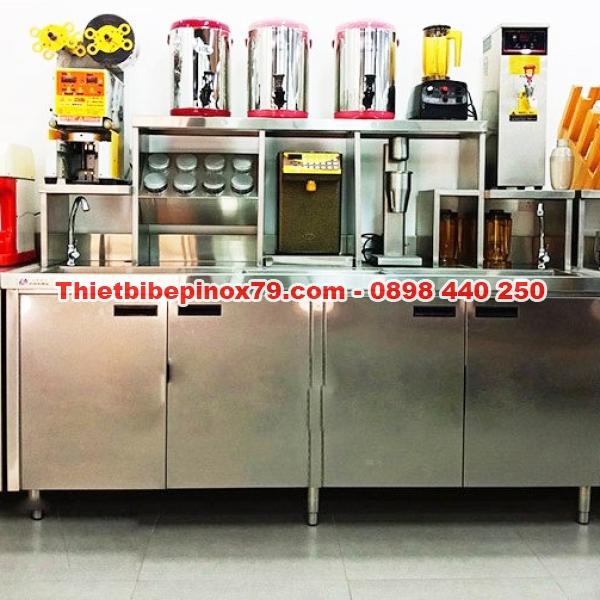 QUẦY PHA CHẾ TRÀ SỮA, CÀ PHÊ INOX 304