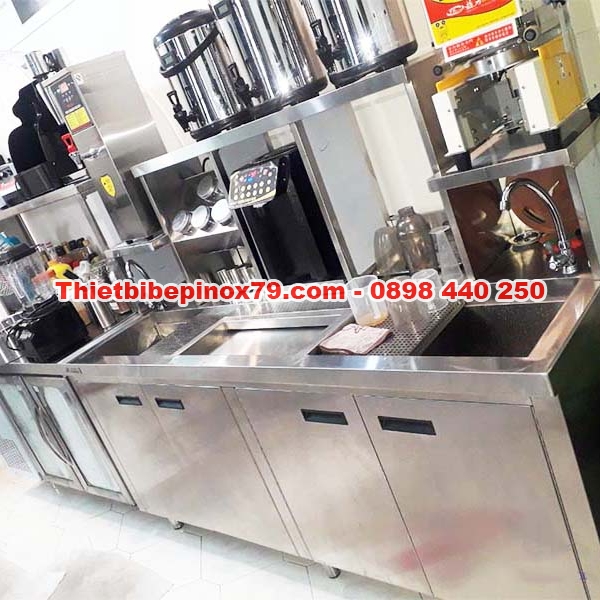 QUẦY PHA CHẾ TRÀ SỮA INOX ĐẦY ĐỦ CHỨC NĂNG
