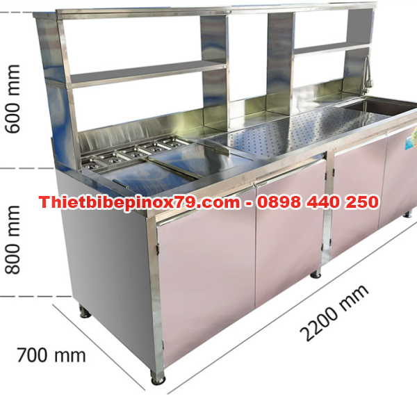 QUẦY PHA CHẾ INOX 304 DÀI MỘT MÉT HAI