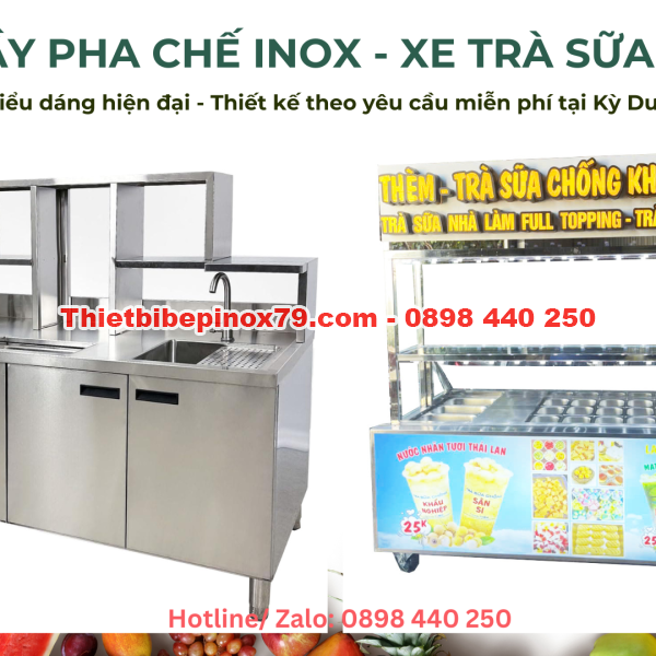 QUẦY PHA CHẾ TRÀ SỮA INOX 304 
