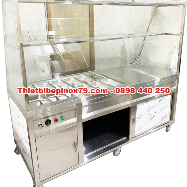 QUẦY PHA CHẾ TRÀ SỮA CÓ THÙNG ĐÁ KHAY TOPPING