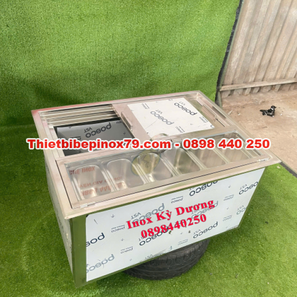 THÙNG ĐÁ INOX 304 ÂM QUẦY KÈM KHAY TOPPING LINH HOẠT TIỆN LỢI THIẾT KẾ THÔNG MINH CHO QUÁN TRÀ SỮA, CAFE