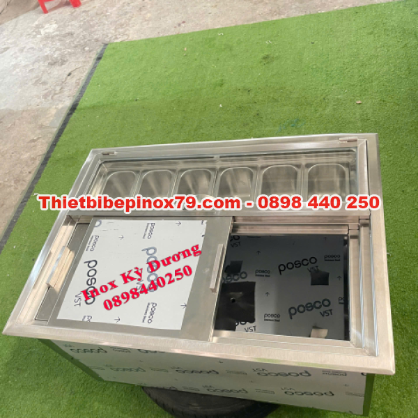 THÙNG ĐÁ INOX 304 ÂM QUẦY KÈM KHAY TOPPING LINH HOẠT TIỆN LỢI THIẾT KẾ THÔNG MINH CHO QUÁN TRÀ SỮA, CAFE