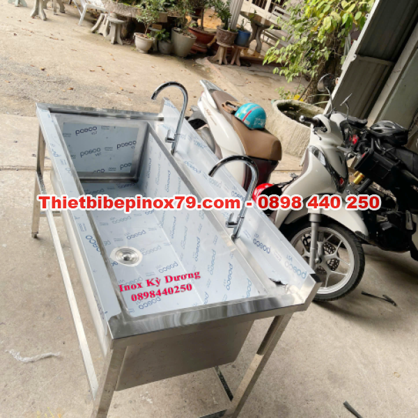  CHẬU RỬA INOX 304 CÔNG NGHIỆP 2 VÒI – THIẾT KẾ CAO CẤP, BỀN ĐẸP, SANG TRỌNG