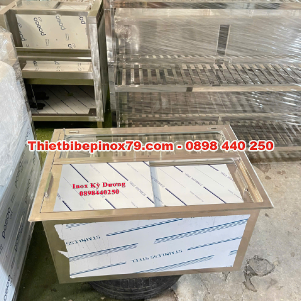 THÙNG ĐÁ INOX 304 KHAY TOPPING ÂM QUẦY CAO CẤP GIA CÔNG TẠI XƯỞNG 