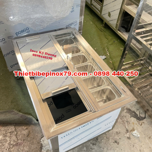 THÙNG ĐÁ INOX 304 KHAY TOPPING ÂM QUẦY CAO CẤP GIA CÔNG TẠI XƯỞNG 