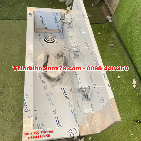 CHẬU RỬA INOX 304 THIẾT KẾ CÔNG NGHIỆP 3 VÒI CAO CẤP 